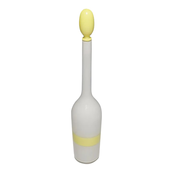 1950s Venini Art Glass Bottle With Fasce Decoration in Yellow, Murano (1 of 8)