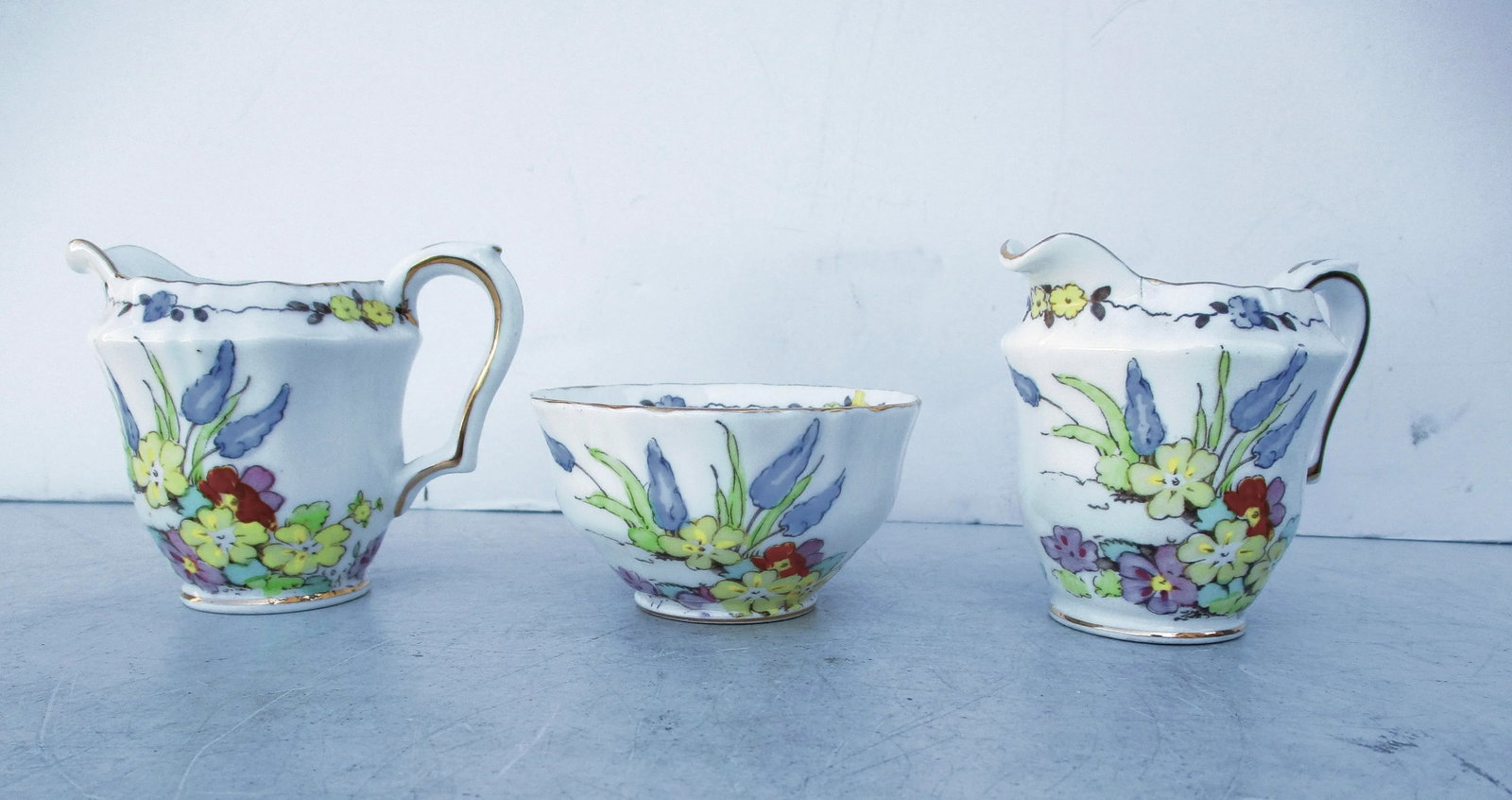 1930s Crown Staffordshire Demitasse Sugar and Creamers Set- 3 Pieces - 2