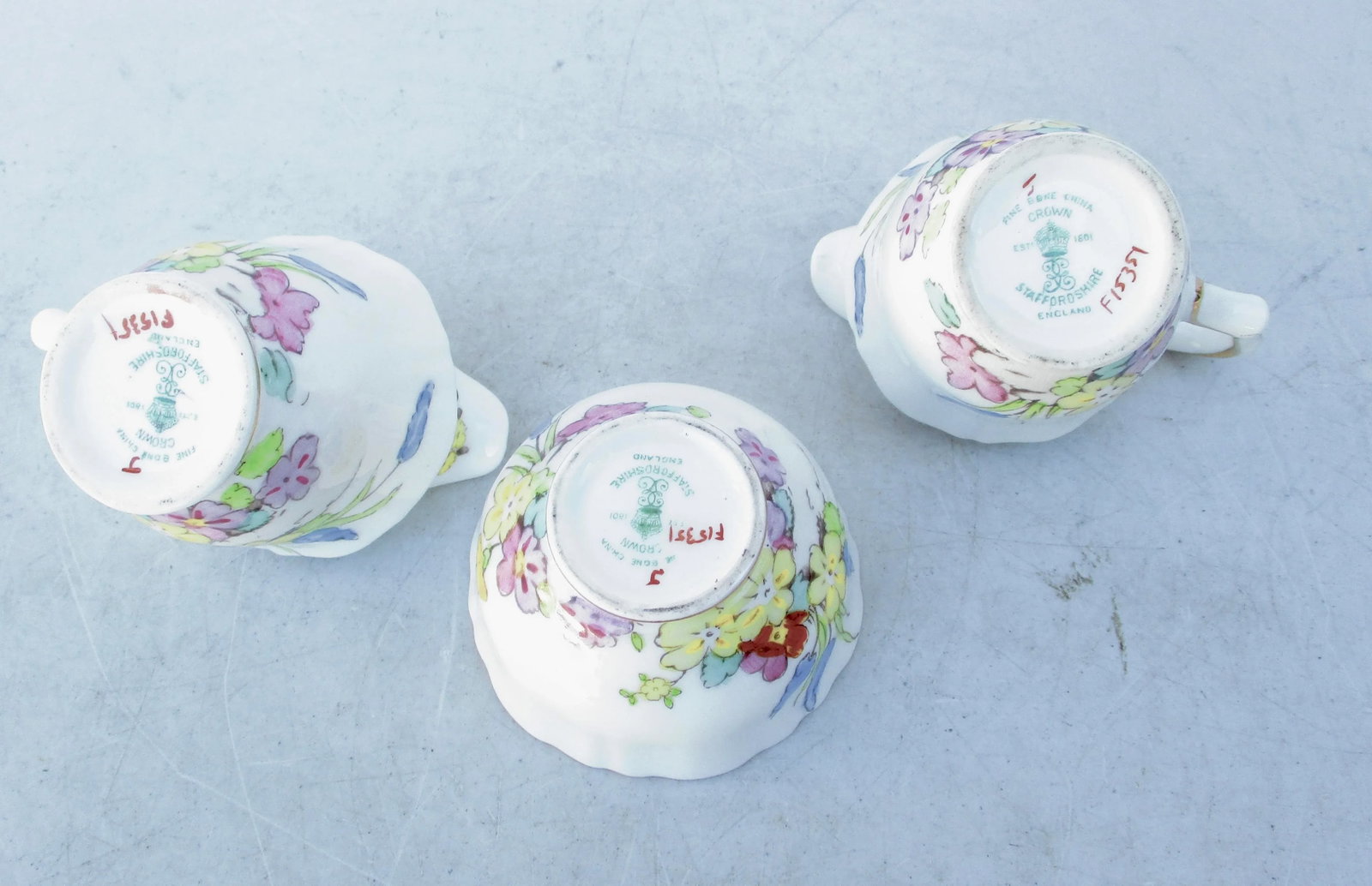 1930s Crown Staffordshire Demitasse Sugar and Creamers Set- 3 Pieces - 6