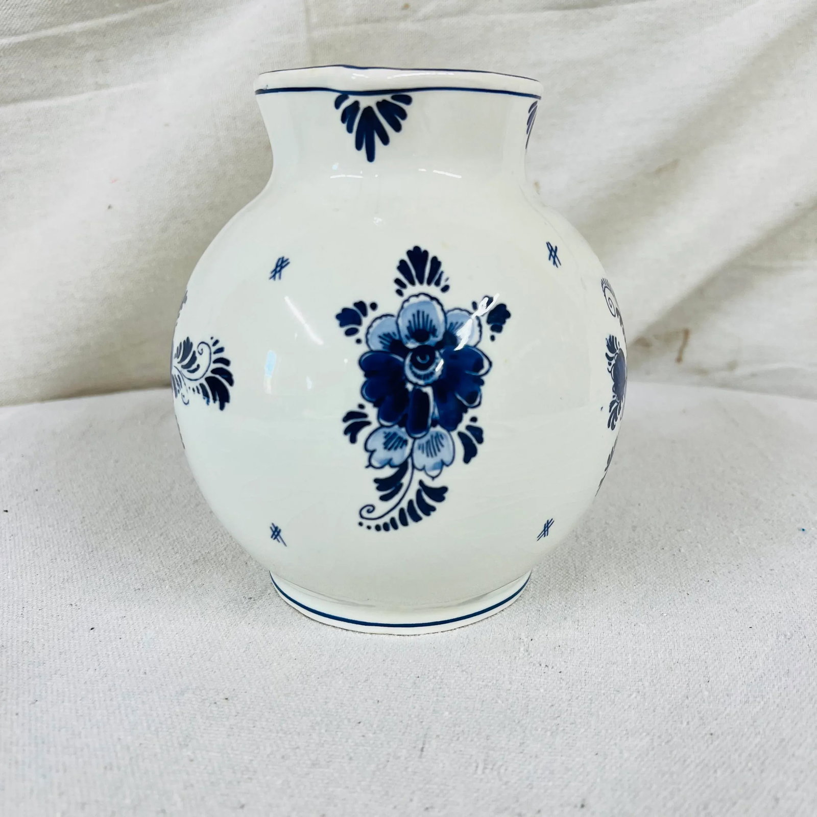 Late 20th Century Blue Delft Pitcher With Floral Pattern - 3