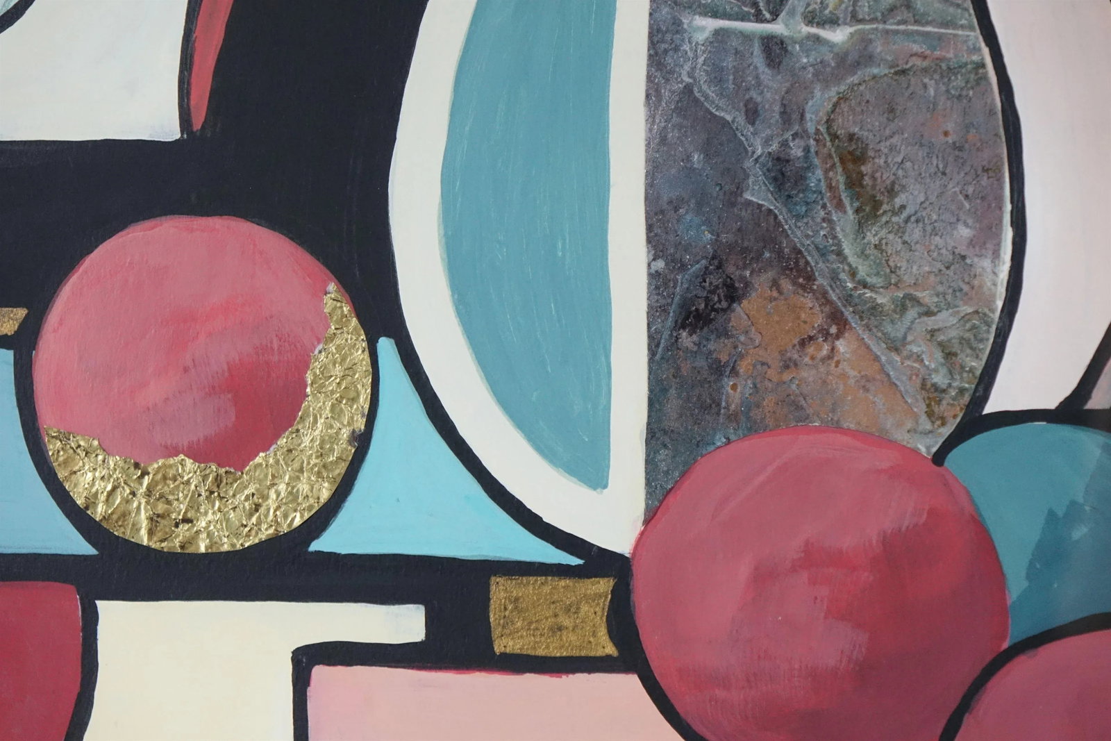 Abstract Still Life, Original Mixed Media Painting on Paper, Signed - 3