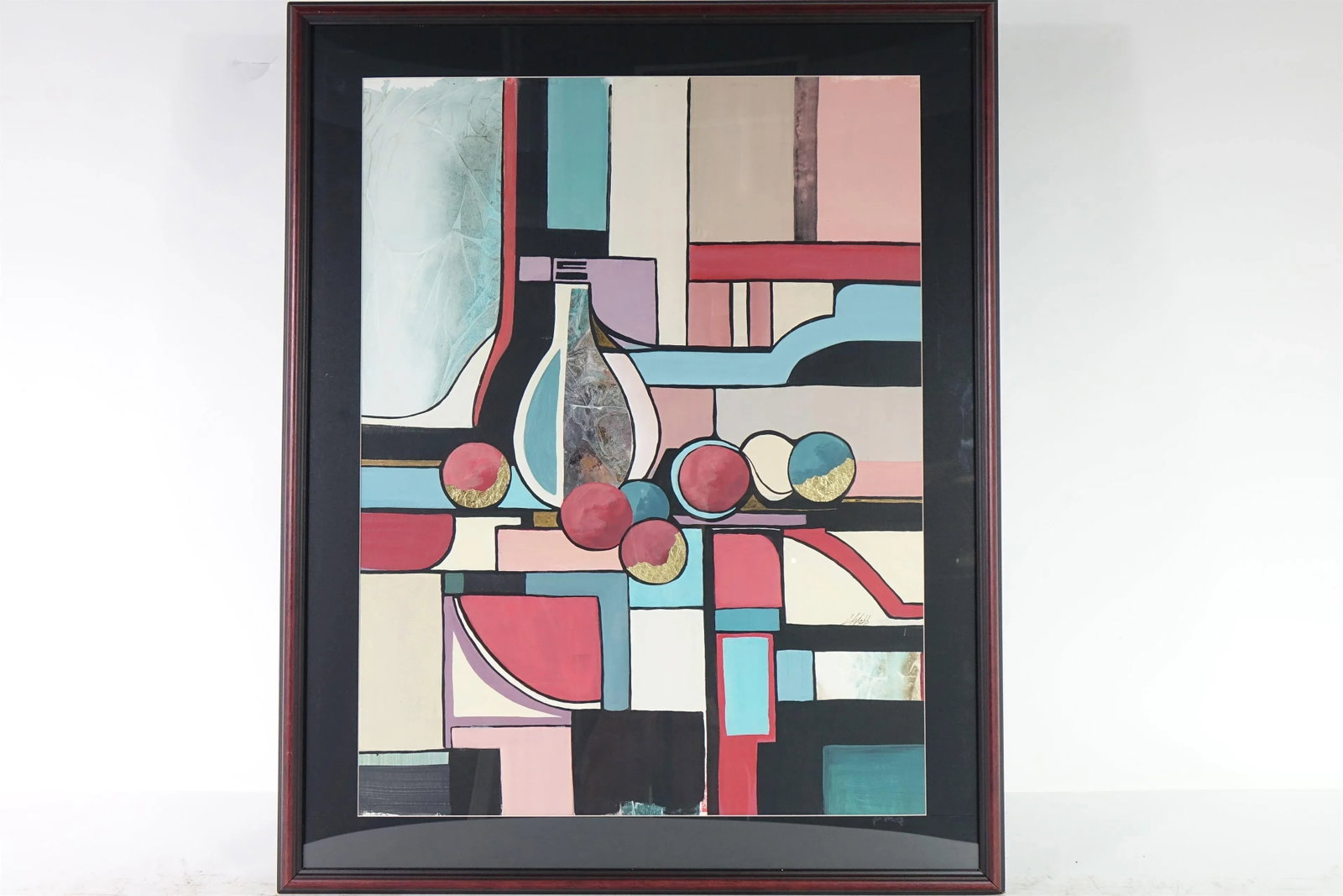 Abstract Still Life, Original Mixed Media Painting on Paper, Signed - 7