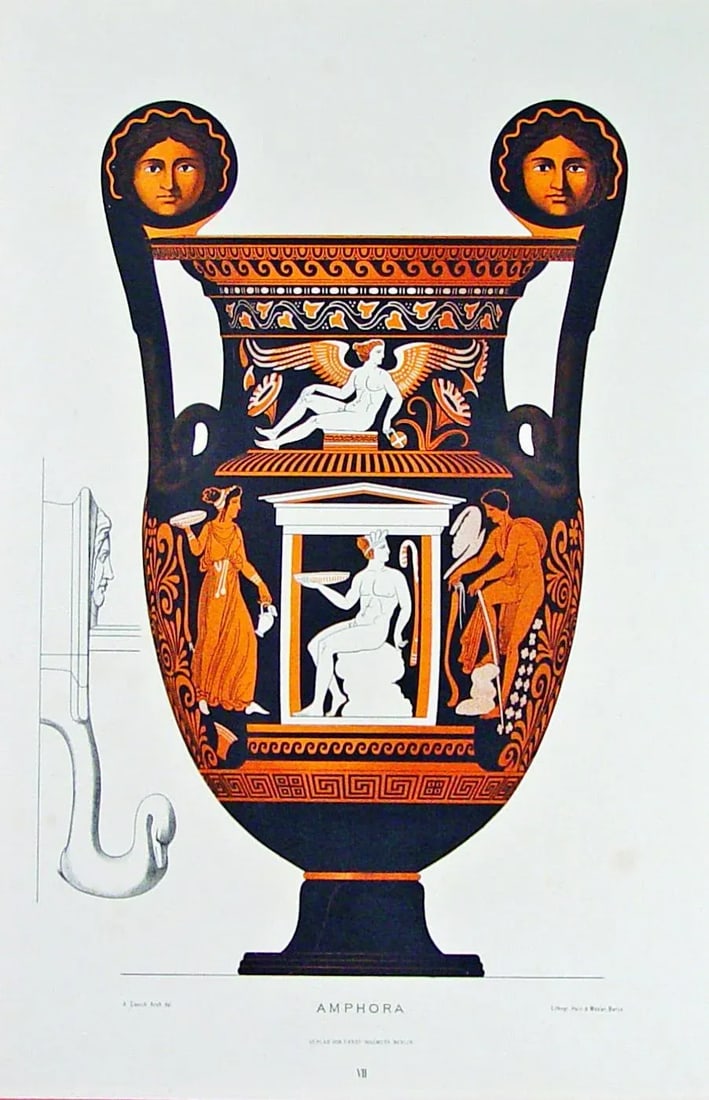 Antique Print of Ancient Greek Vase - 2