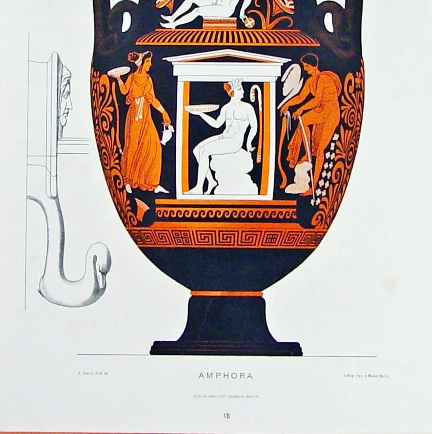 Antique Print of Ancient Greek Vase - 3