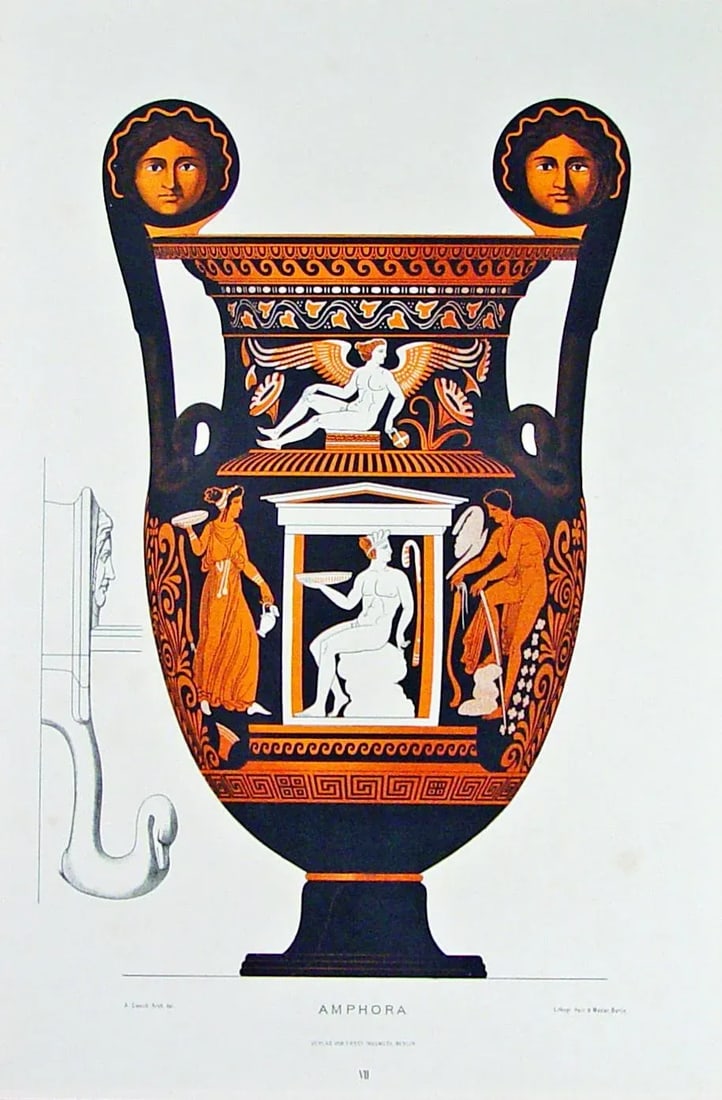 Antique Print of Ancient Greek Vase - 4