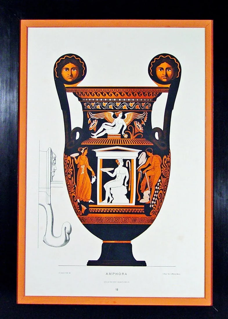 Antique Print of Ancient Greek Vase - 7