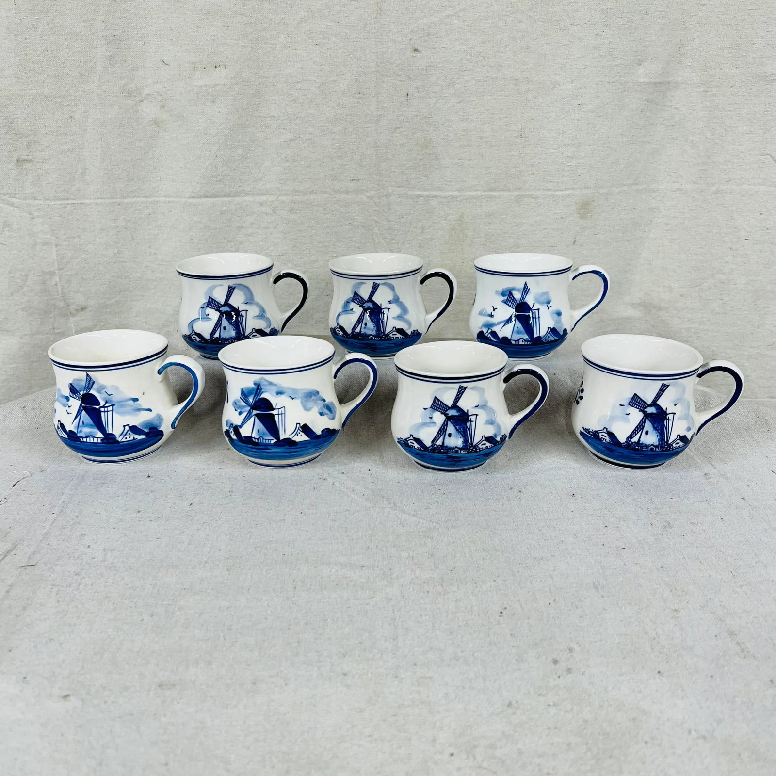 Mid 20th Century Blue Delft Mugs - Set of 7 - 2