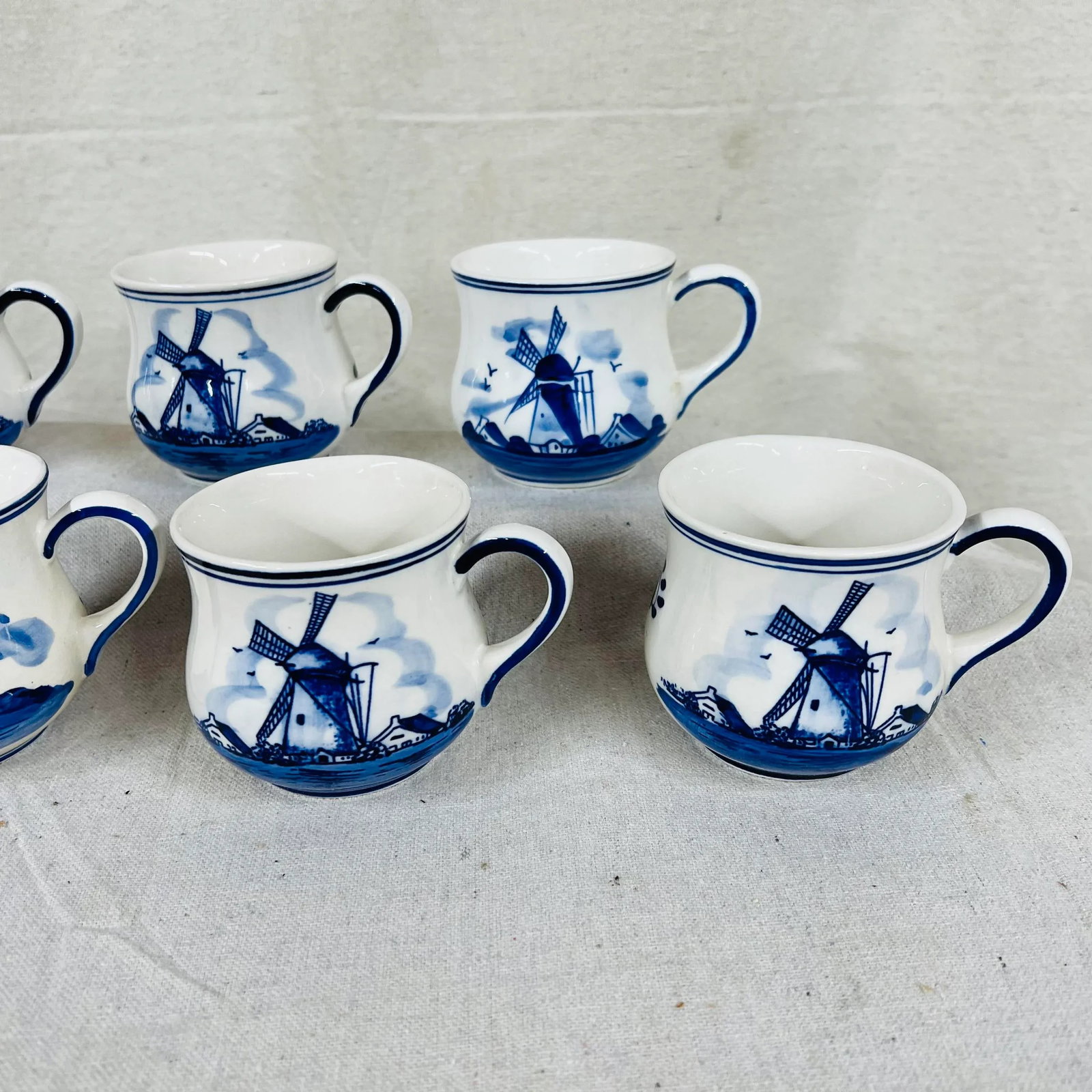 Mid 20th Century Blue Delft Mugs - Set of 7 - 6