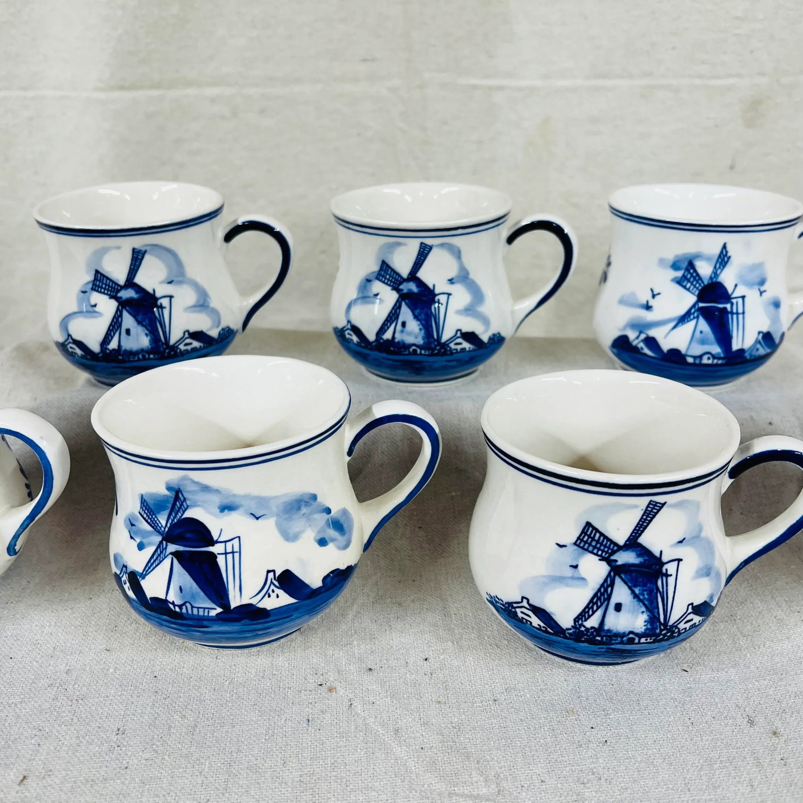 Mid 20th Century Blue Delft Mugs - Set of 7 - 7