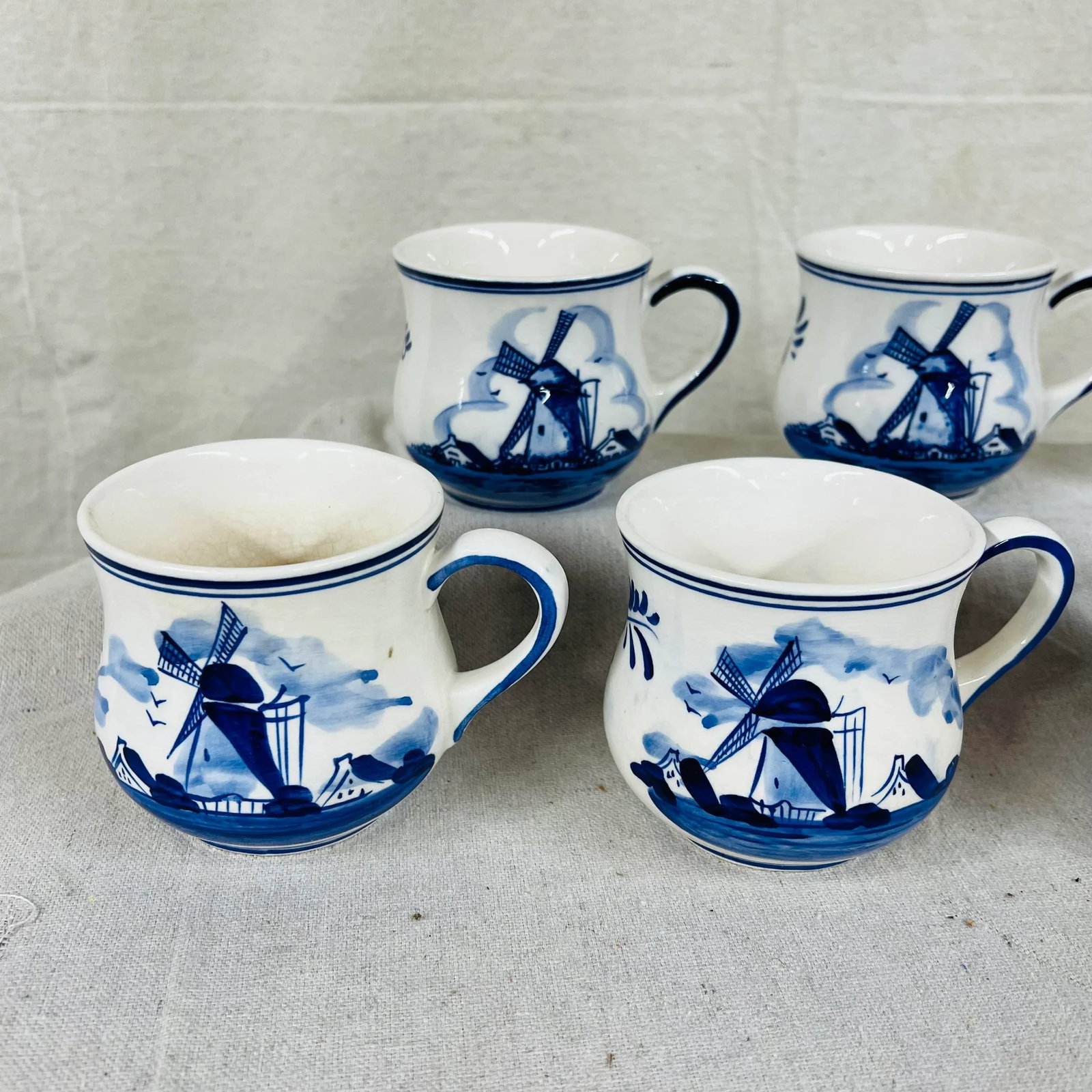 Mid 20th Century Blue Delft Mugs - Set of 7 - 8