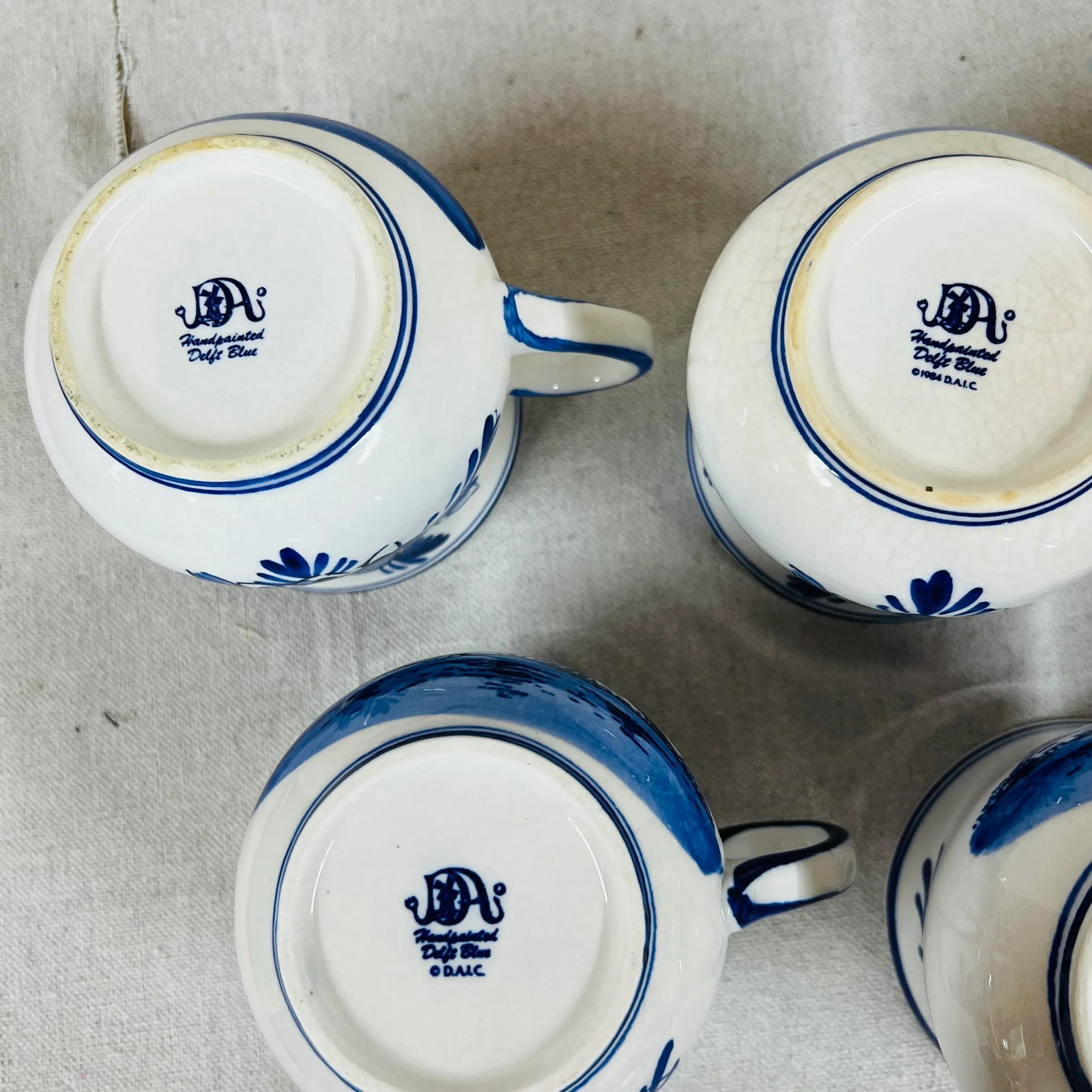 Mid 20th Century Blue Delft Mugs - Set of 7 - 9