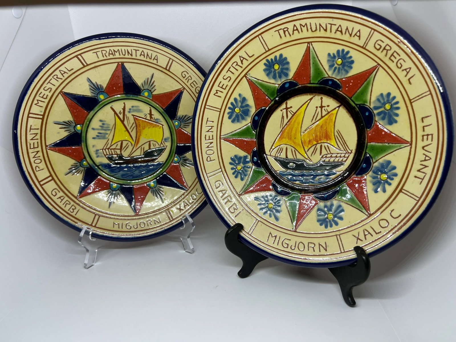 1960s Puigdemont Pottery Plates Depicting Boats With Sails- a Pair - 2