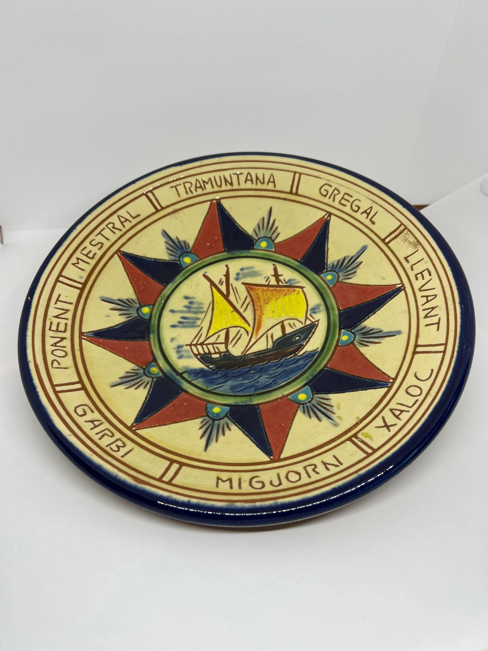 1960s Puigdemont Pottery Plates Depicting Boats With Sails- a Pair - 4