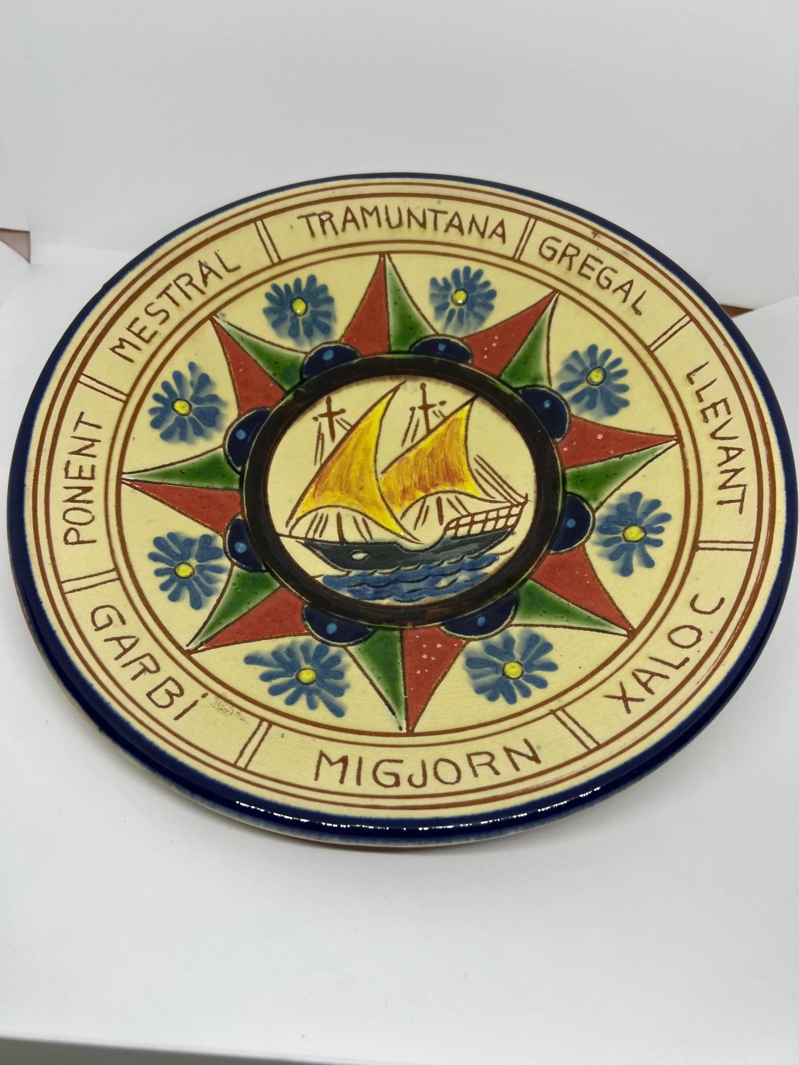 1960s Puigdemont Pottery Plates Depicting Boats With Sails- a Pair - 5
