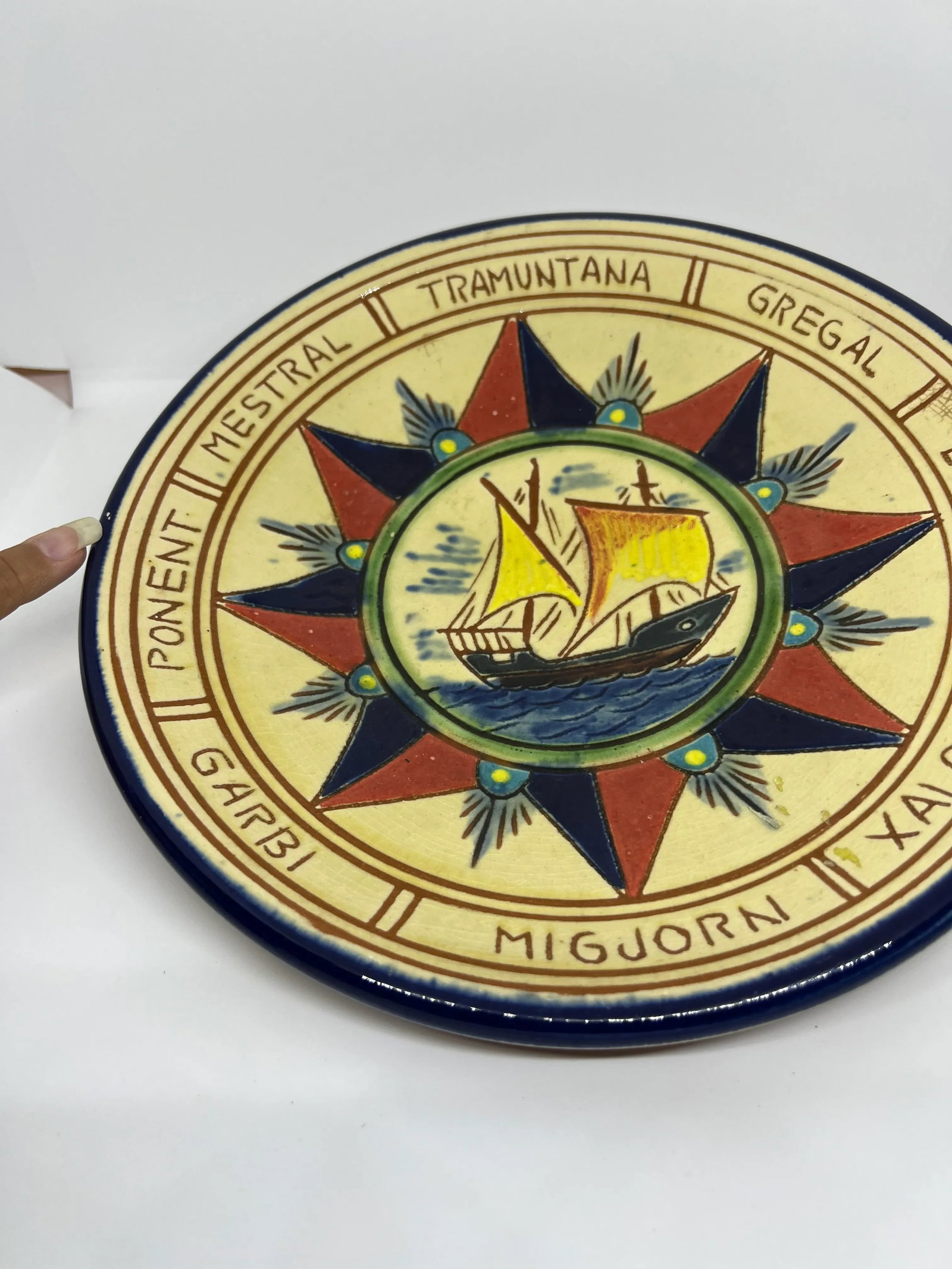 1960s Puigdemont Pottery Plates Depicting Boats With Sails- a Pair - 7