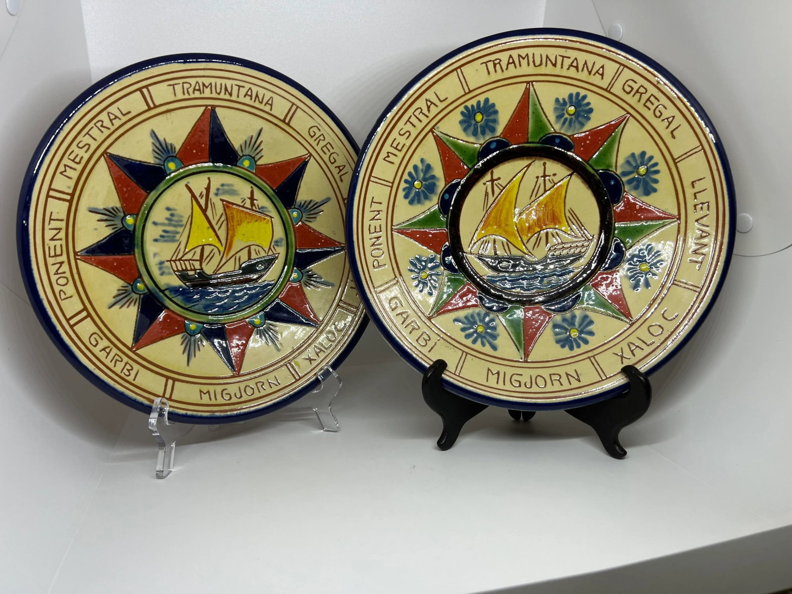 1960s Puigdemont Pottery Plates Depicting Boats With Sails- a Pair - 8