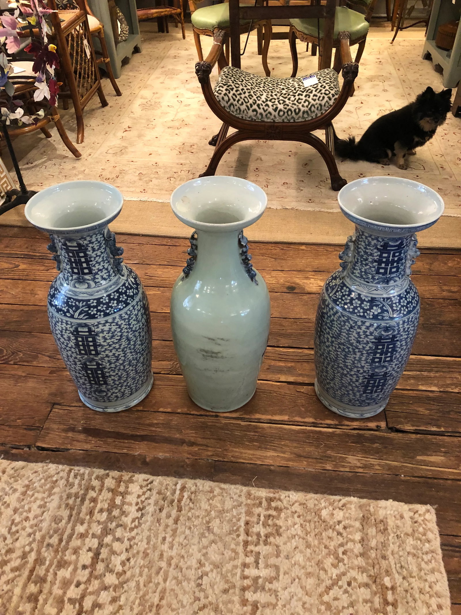 Large Collection of Blue & White Chinese Vases -Set of 3 - 6