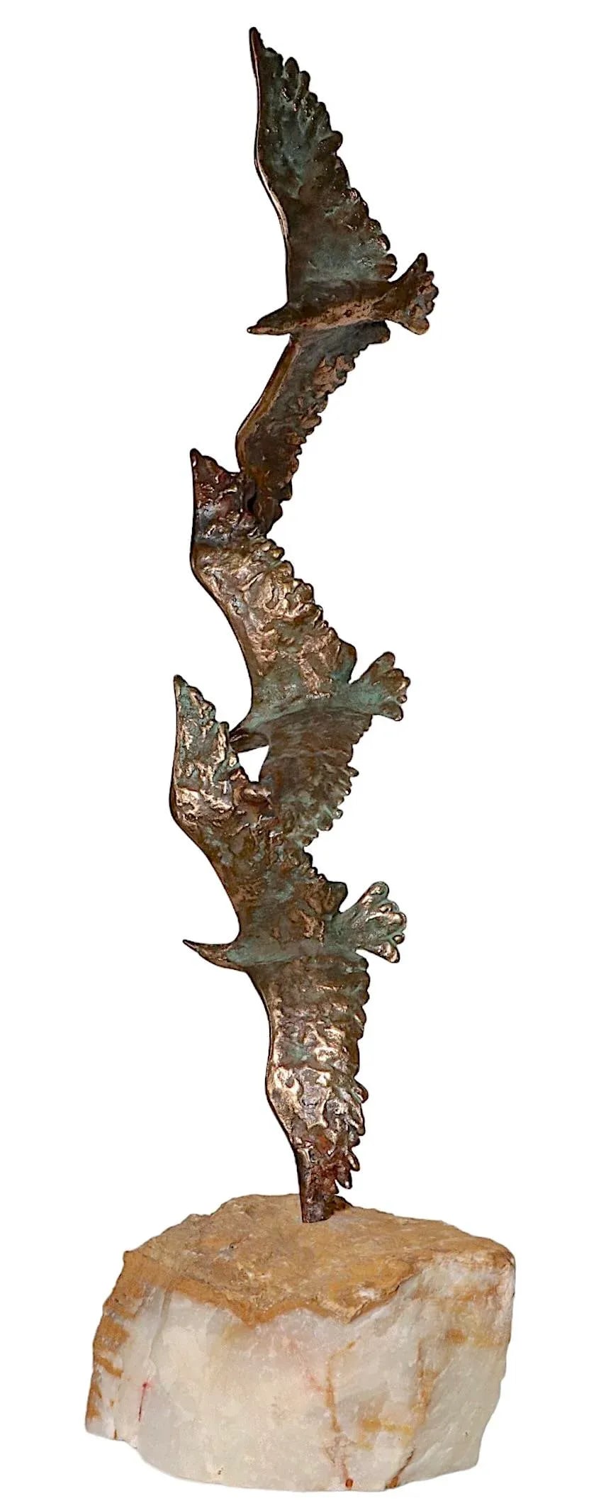 Bronze and Stone Three Birds in Flight Sculpture by Curtis Jere for Artisan House C. 1960's - 6