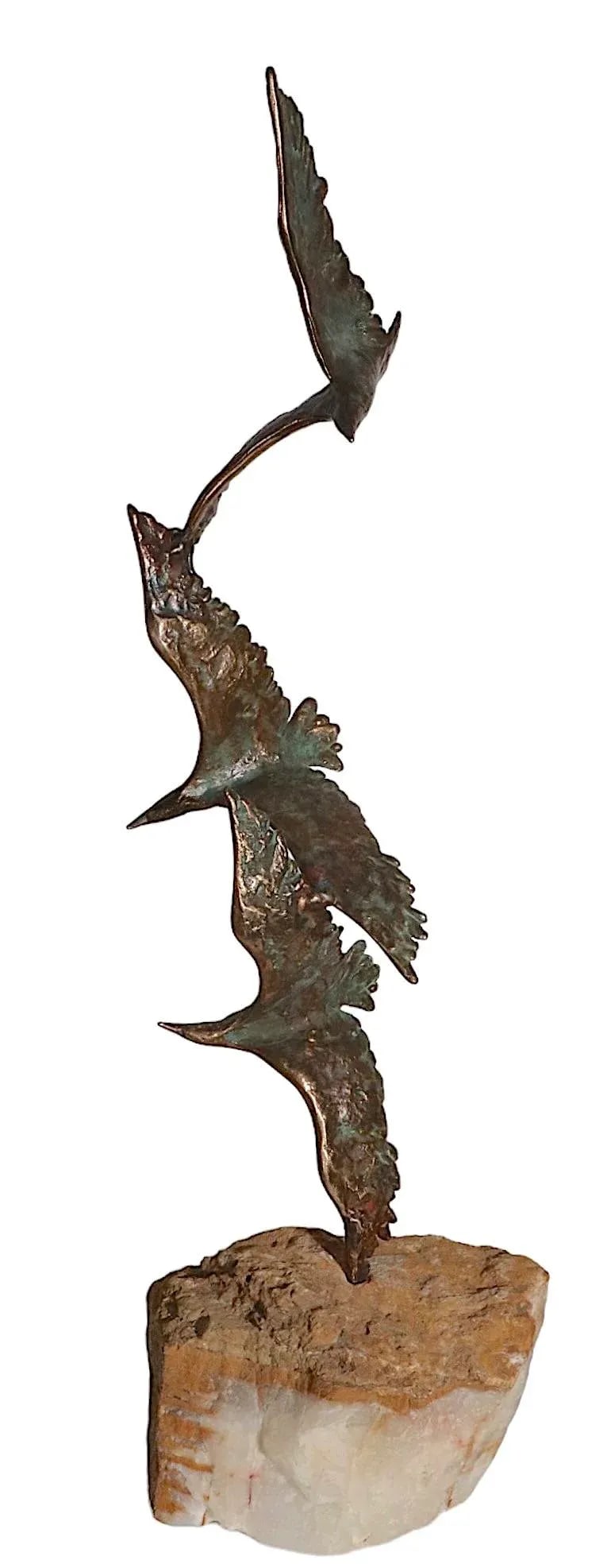 Bronze and Stone Three Birds in Flight Sculpture by Curtis Jere for Artisan House C. 1960's - 7