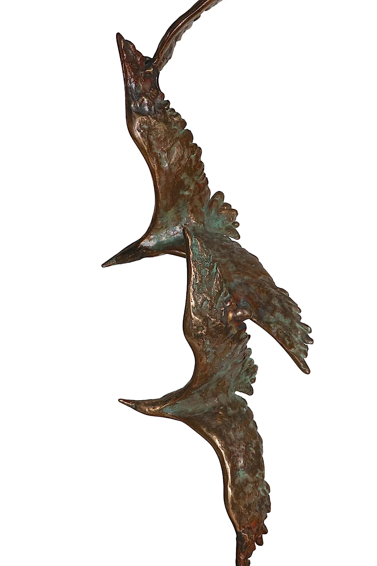 Bronze and Stone Three Birds in Flight Sculpture by Curtis Jere for Artisan House C. 1960's - 9