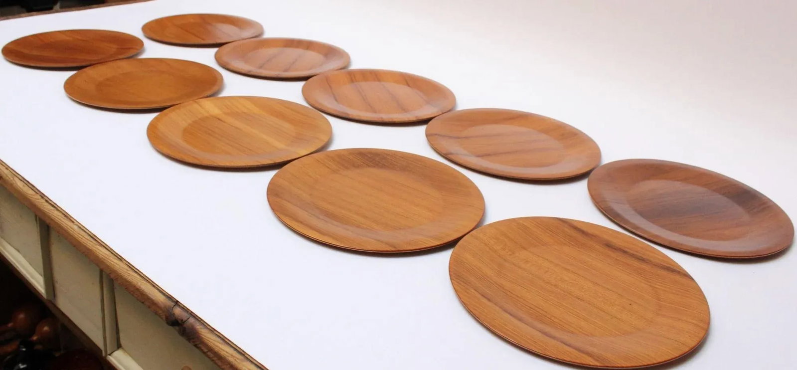 1960s Set of 10 Danish Modern Teak Dinner Plates by Langva - 2