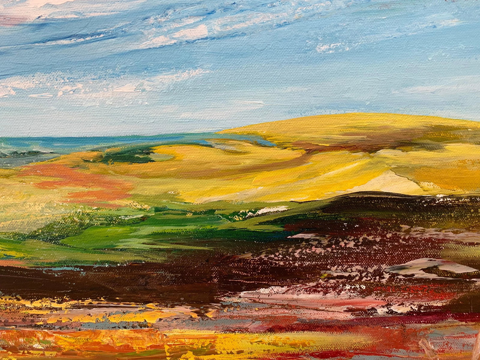 Colourful Abstract Landscape Painting of English Countryside - Unique Original Art by Contemporary B - 6