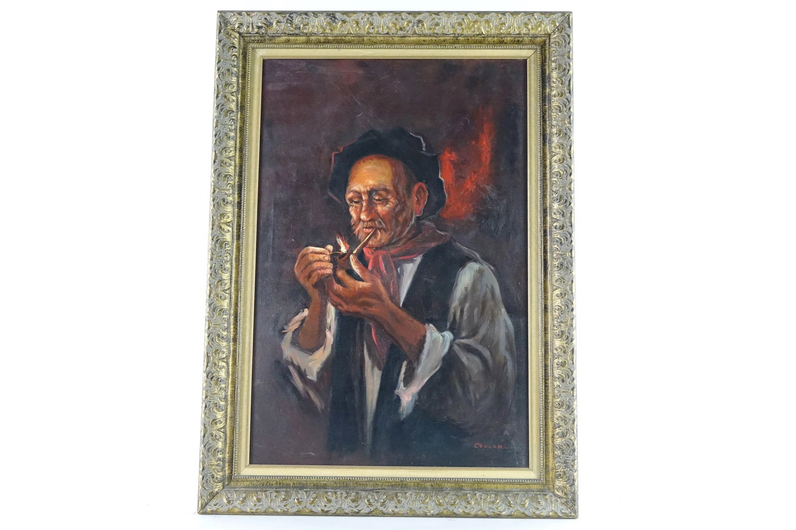 Antique Portrait Original Oil Painting on Canvas, Signed by Artist Alberto Cecconi - 7