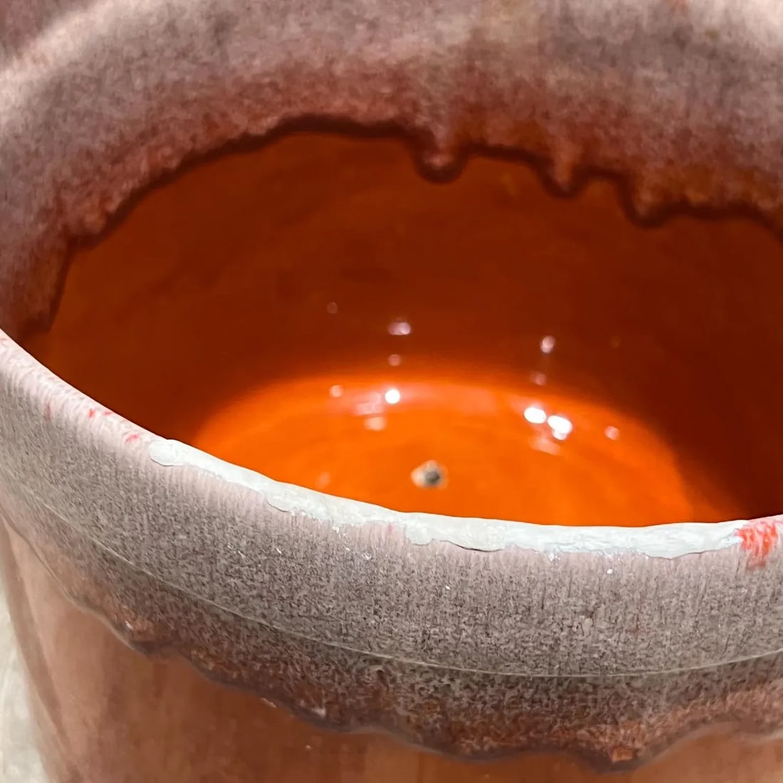 Vintage Orange Drip Glaze Planter in the Style of David Cressey, Mid-Century - 2