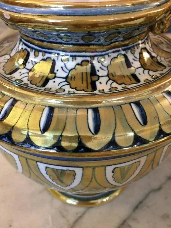 Small Italian Lusterware Compotes Urns - A Pair - 3