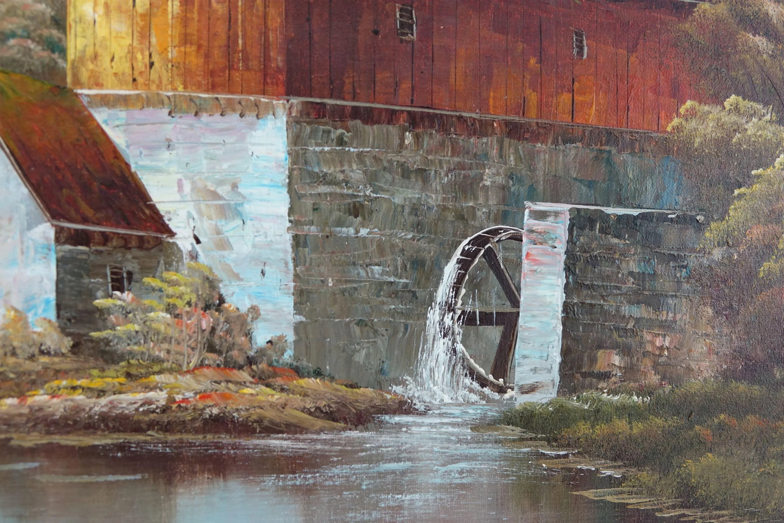 Late 19th Century "The Mill" Rustic Landscape Original Oil on Canvas Painting, Signed, Framed - 3