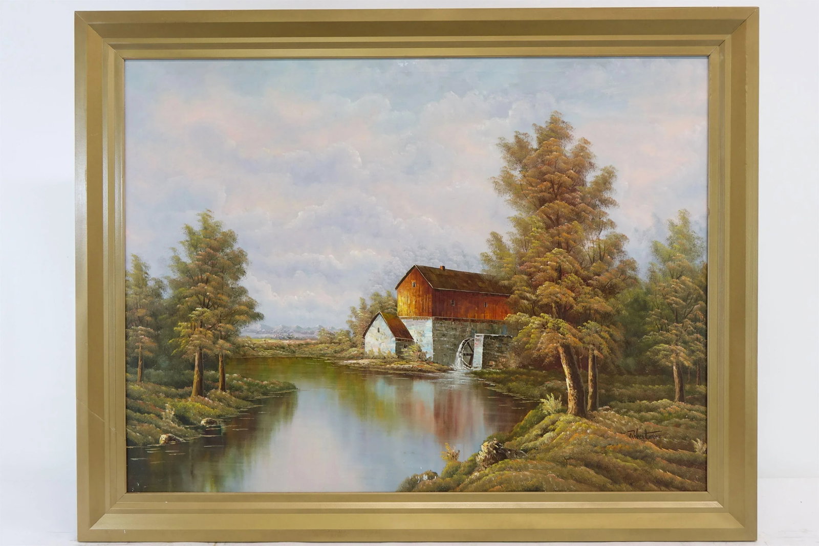 Late 19th Century "The Mill" Rustic Landscape Original Oil on Canvas Painting, Signed, Framed - 8