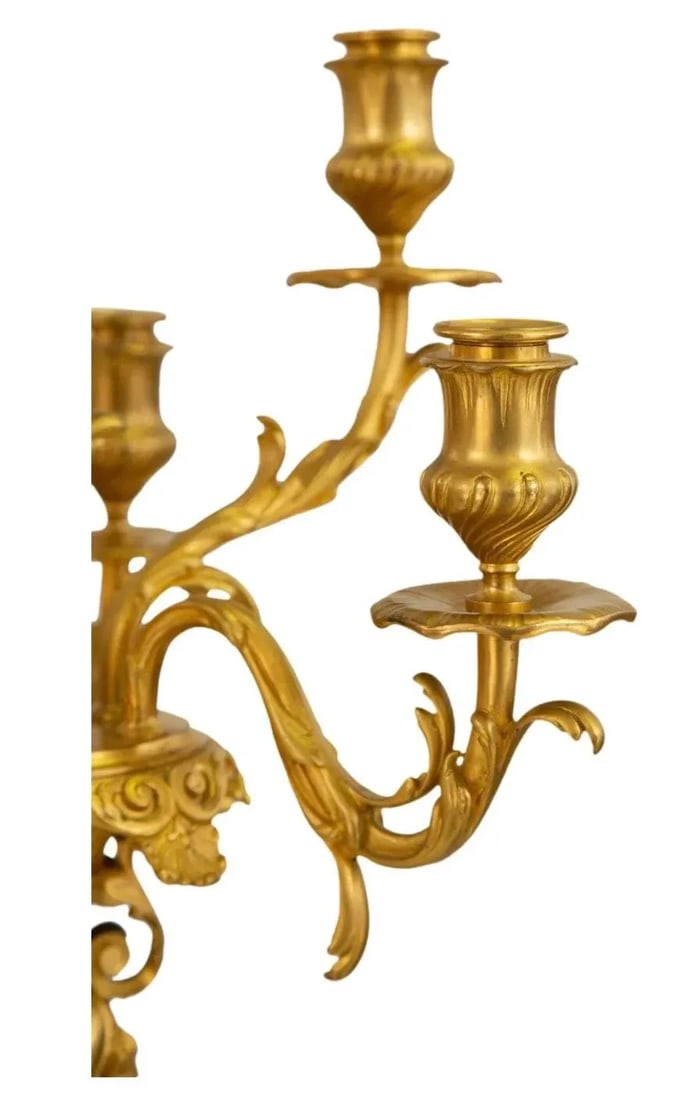 19th C. Pair of Gilt Bronze Figural Seven-Light Candelabra - 2