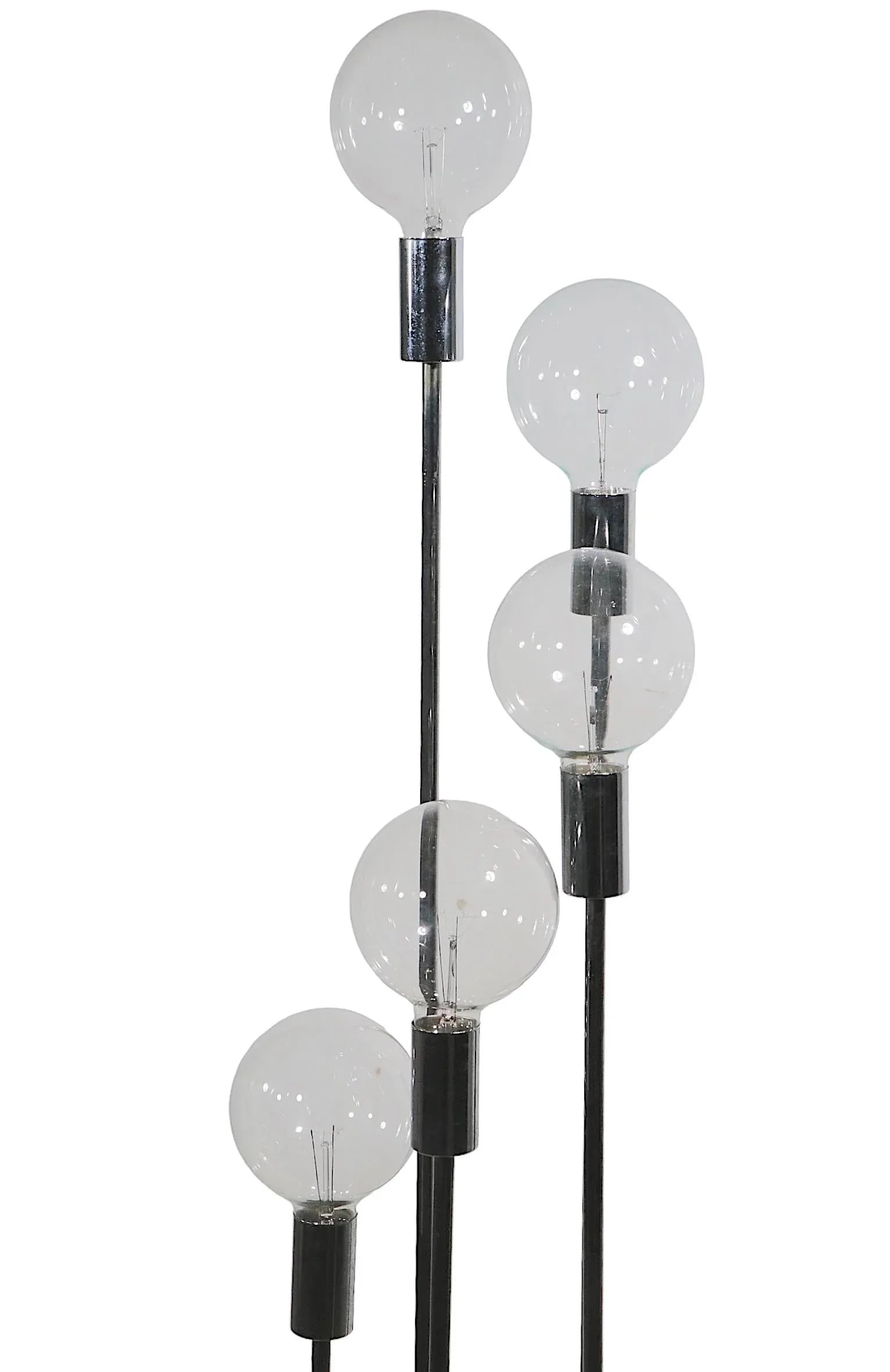 Circular Descending Chrome and Black 5 Light Floor Lamp by Robert Sonneman C 1970's - 10