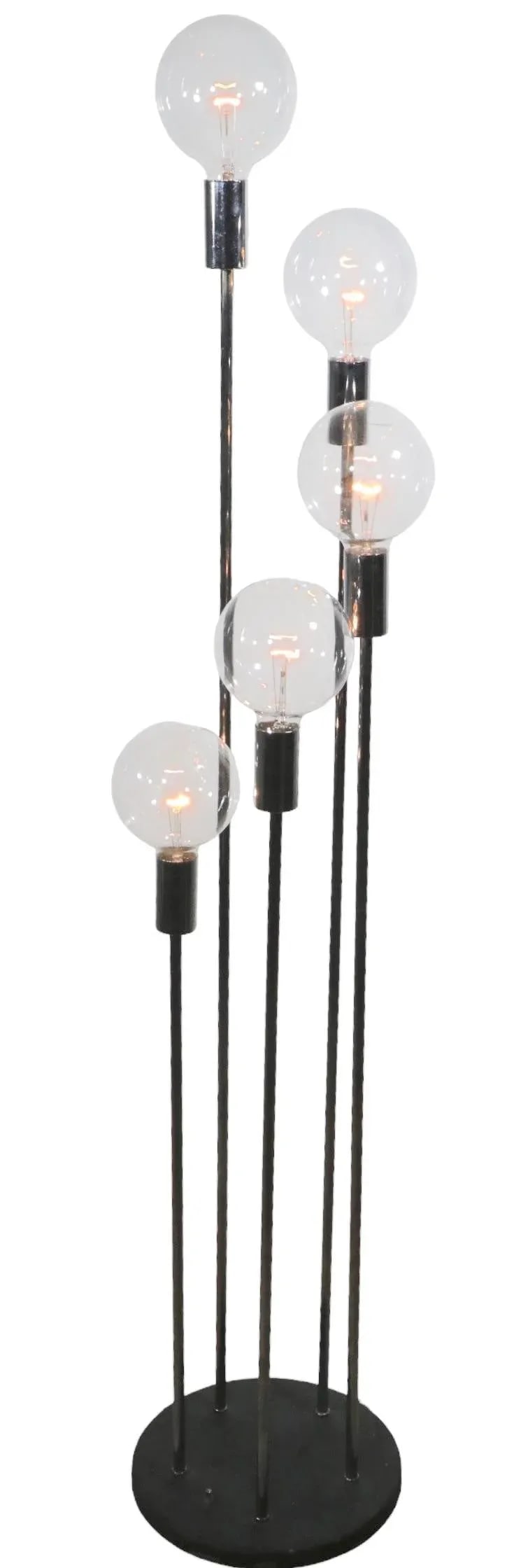 Circular Descending Chrome and Black 5 Light Floor Lamp by Robert Sonneman C 1970's - 12