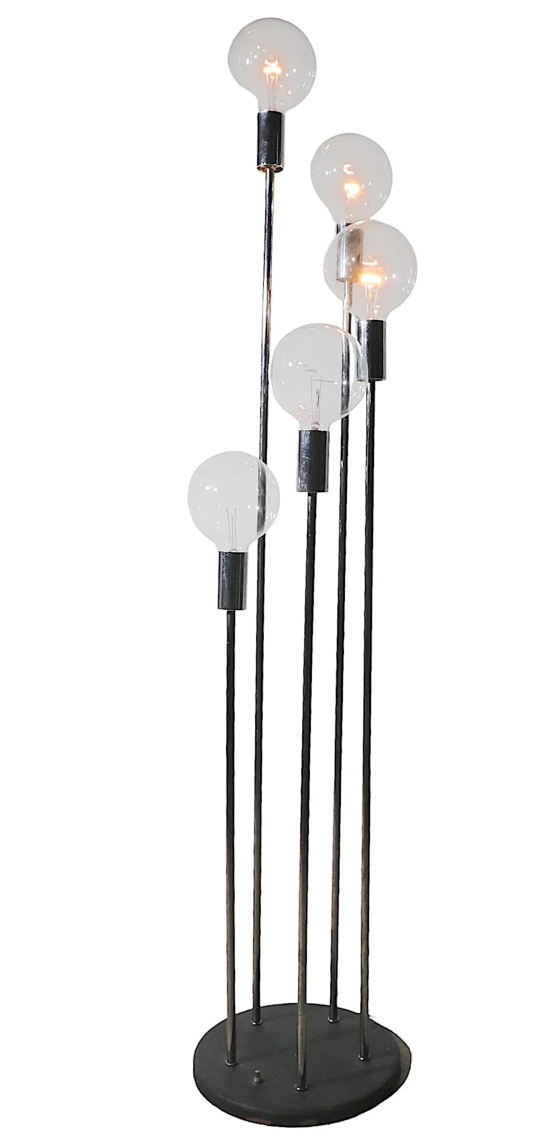 Circular Descending Chrome and Black 5 Light Floor Lamp by Robert Sonneman C 1970's - 3