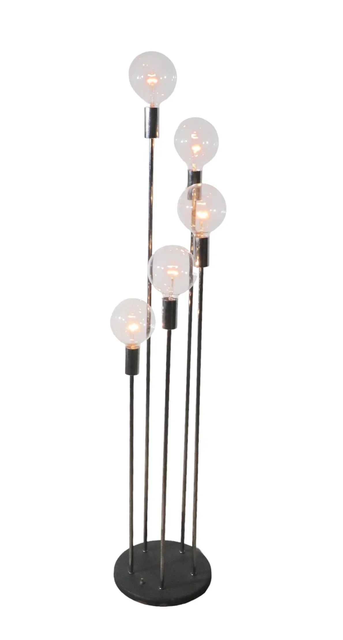 Circular Descending Chrome and Black 5 Light Floor Lamp by Robert Sonneman C 1970's - 5