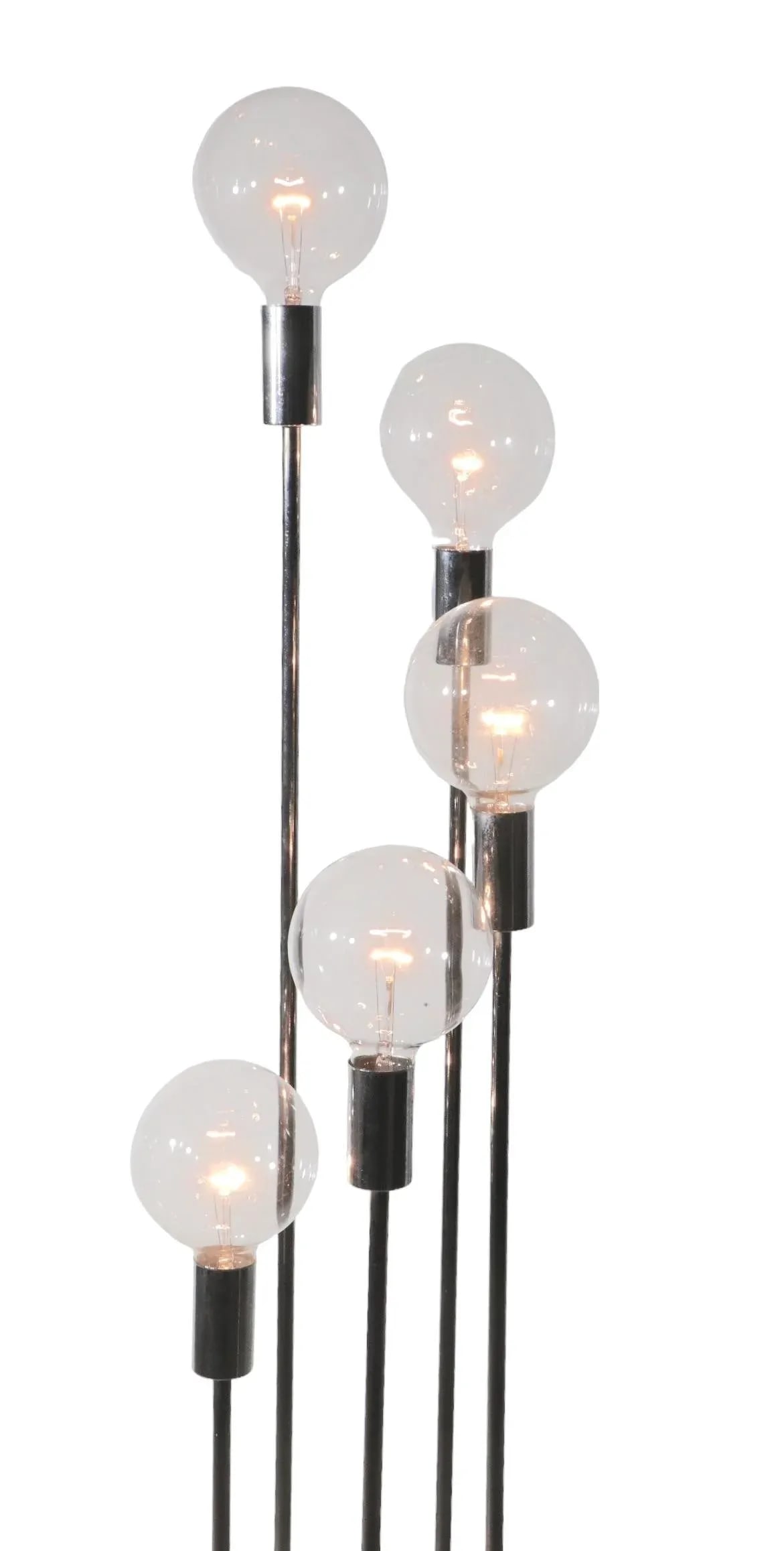 Circular Descending Chrome and Black 5 Light Floor Lamp by Robert Sonneman C 1970's - 6