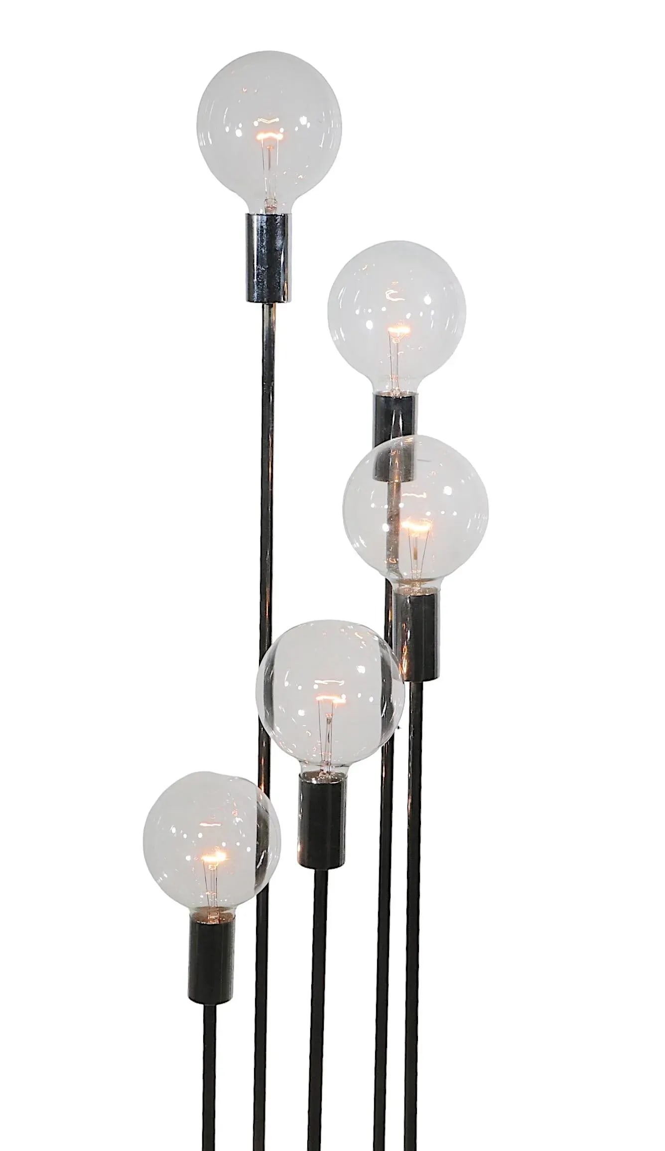 Circular Descending Chrome and Black 5 Light Floor Lamp by Robert Sonneman C 1970's - 9