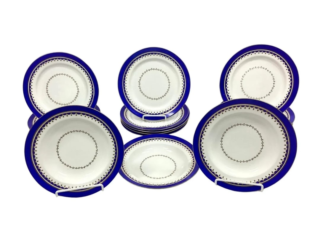 Set of Vintage Porcelain Dinner Plates and Bowls, Early 20th Century - 12