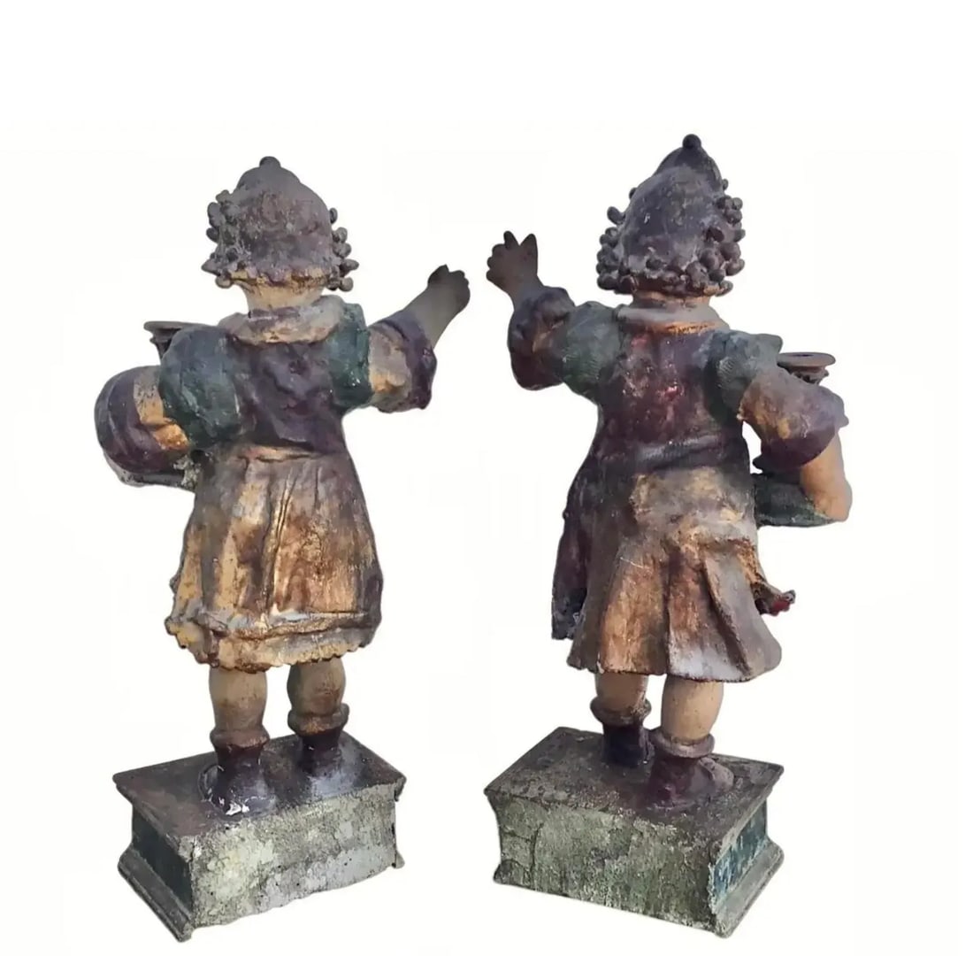 Pair of 18th Century Candle Bearing Angels - 11