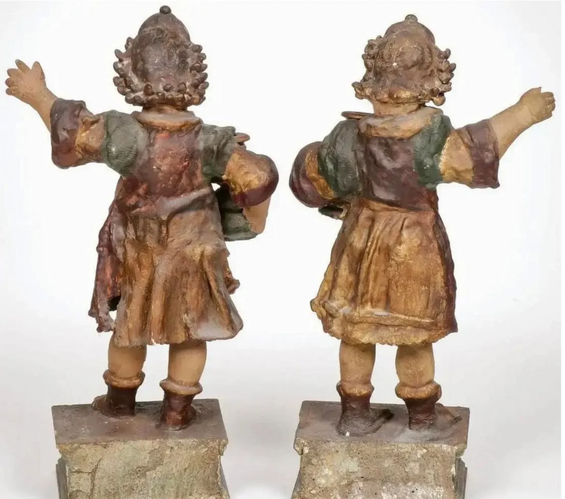 Pair of 18th Century Candle Bearing Angels - 2