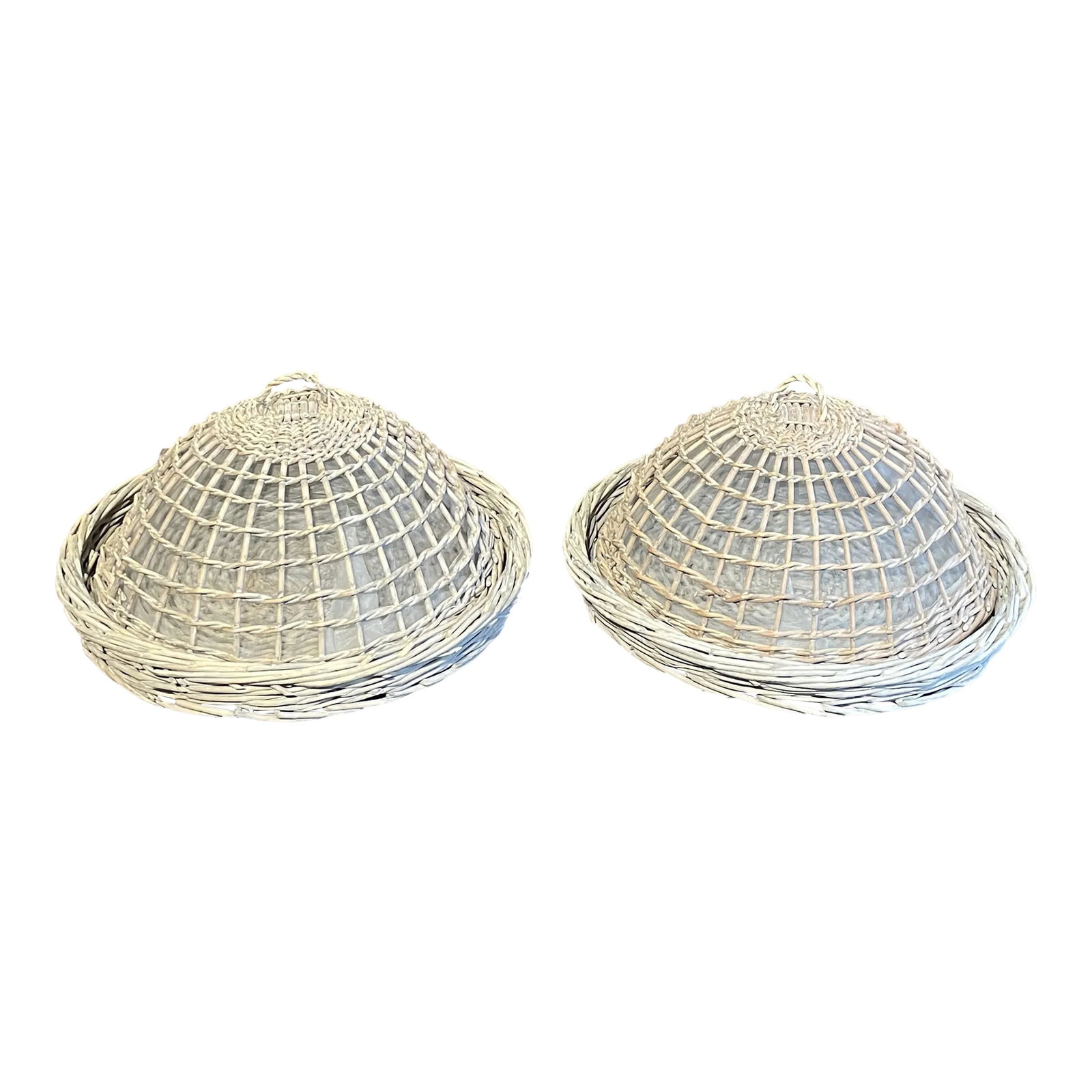 Pair of Fly Proof Woven Trays With Lids