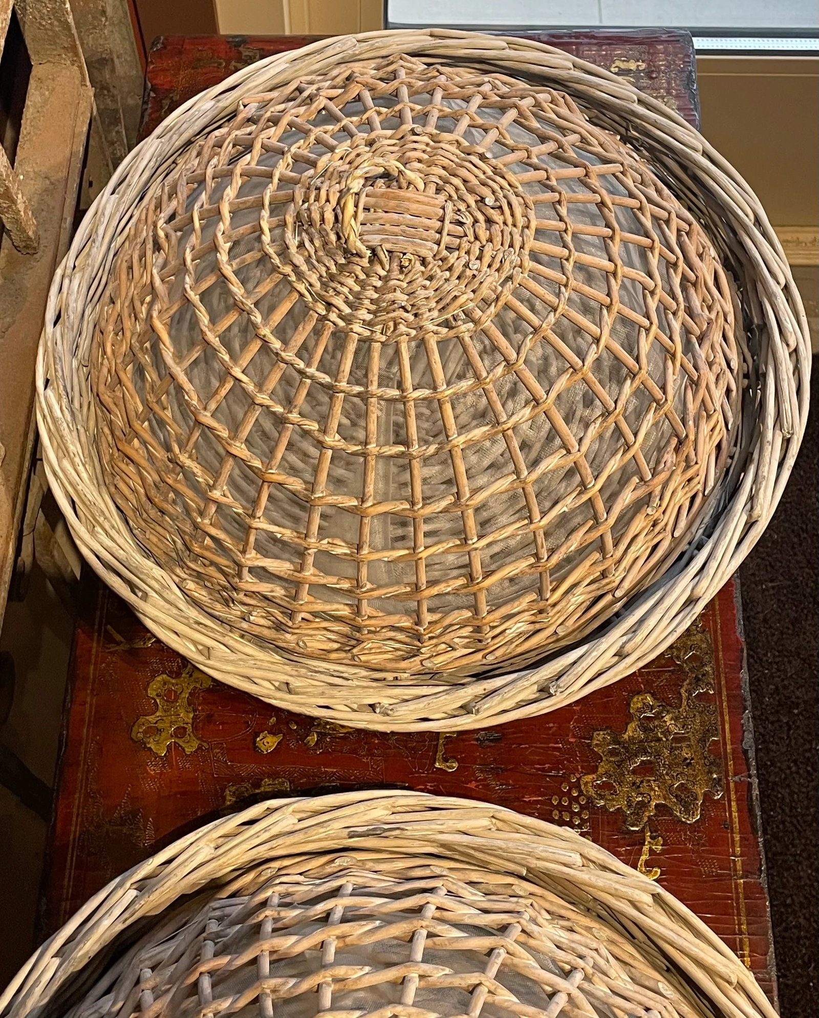 Pair of Fly Proof Woven Trays With Lids - 2