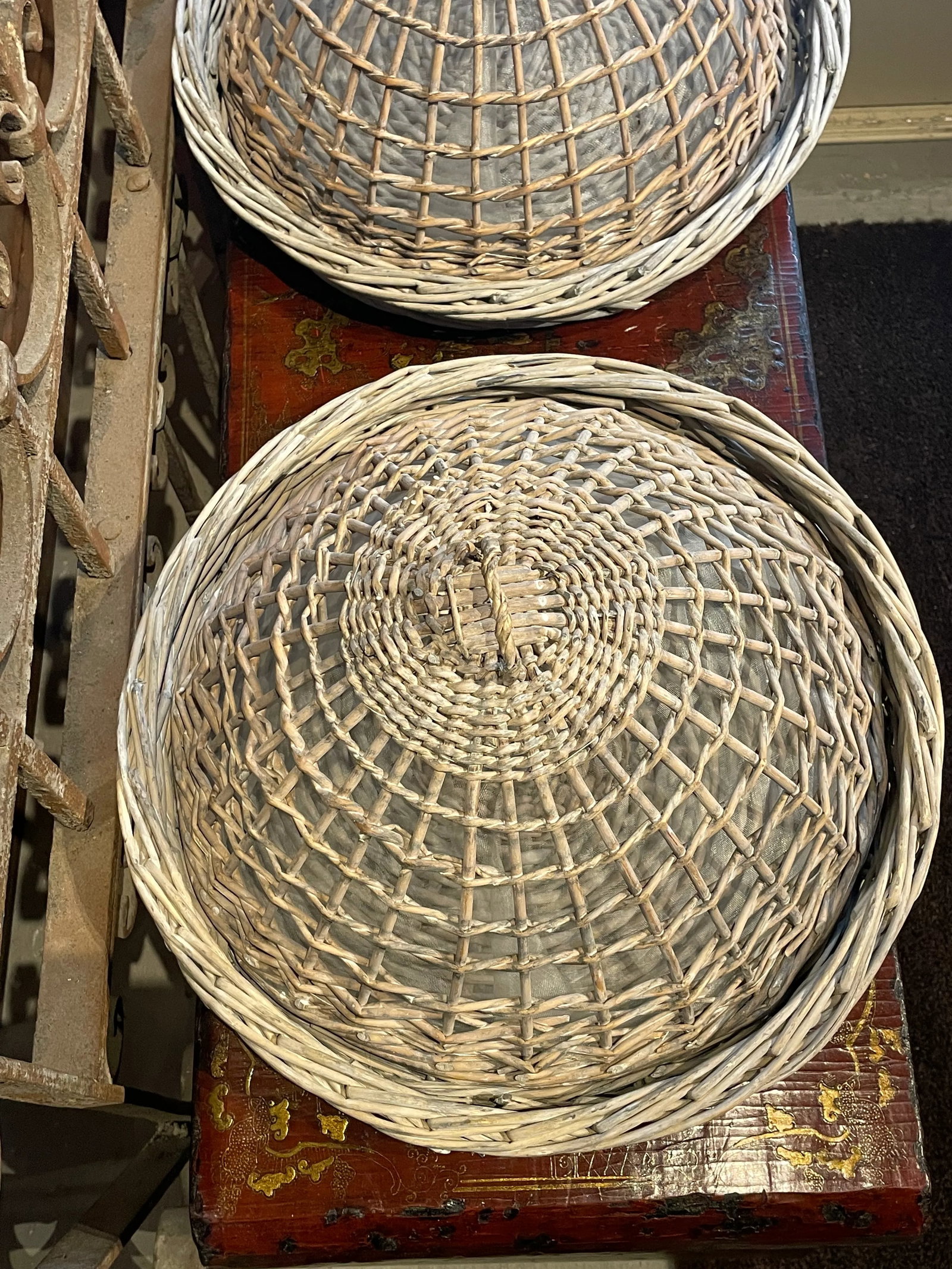 Pair of Fly Proof Woven Trays With Lids - 5
