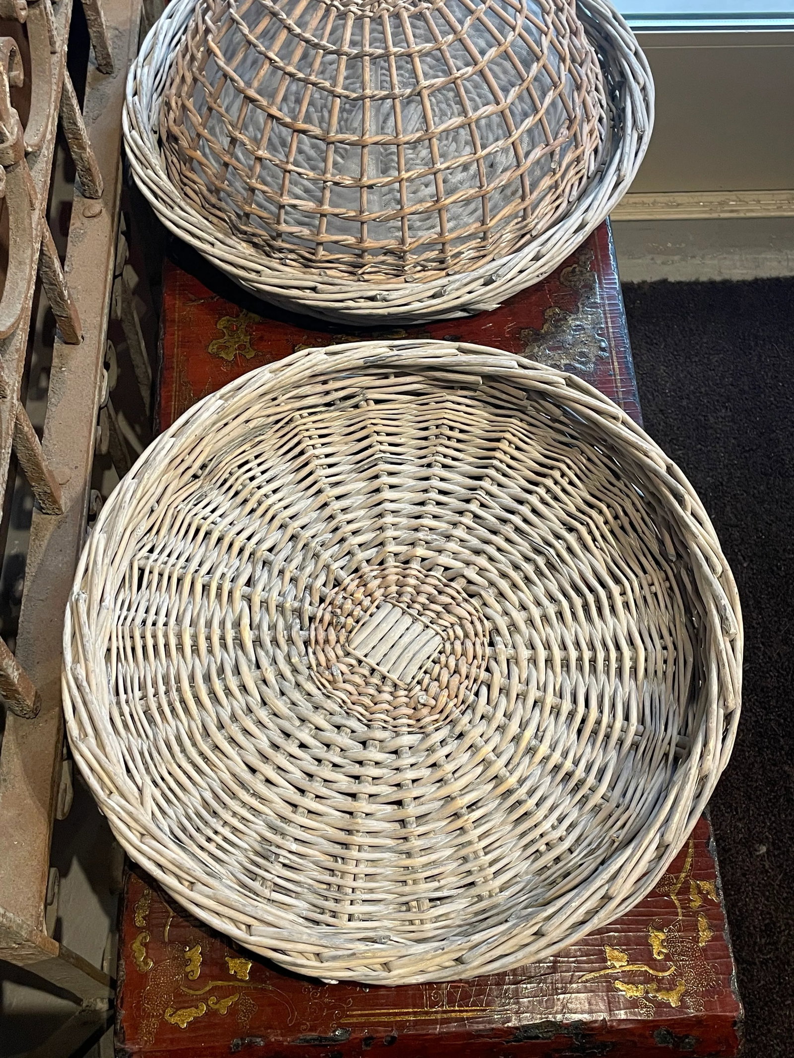 Pair of Fly Proof Woven Trays With Lids - 6