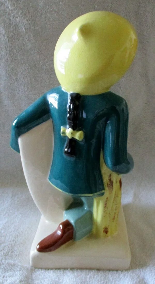 Weil Ware Pottery 1940's Made in California Pair of Asian Man & Woman Vases Planters - 4