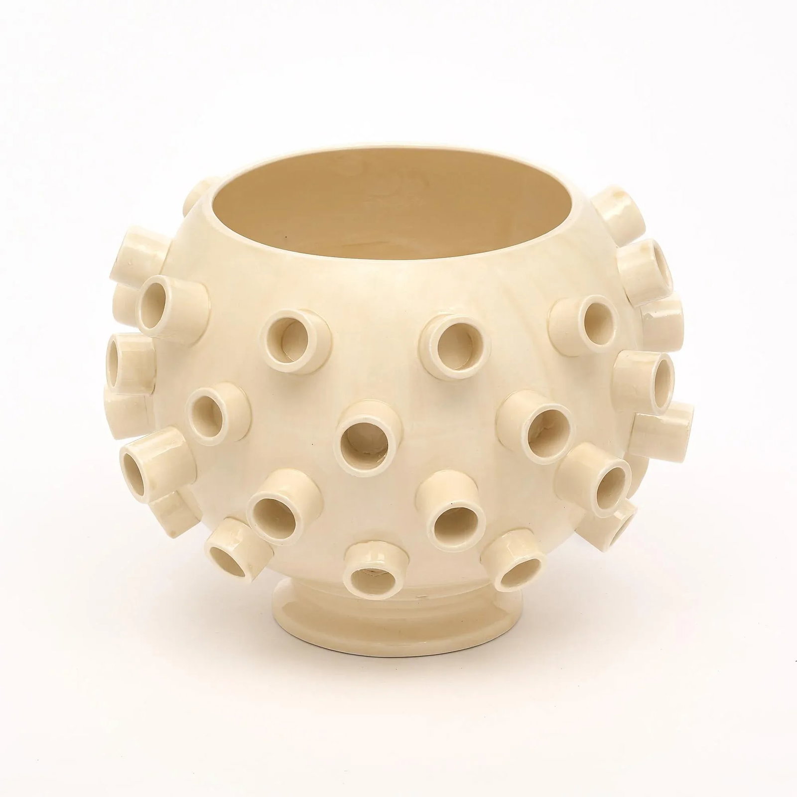 Italian Ivory Ceramic Pair of Vases - 3