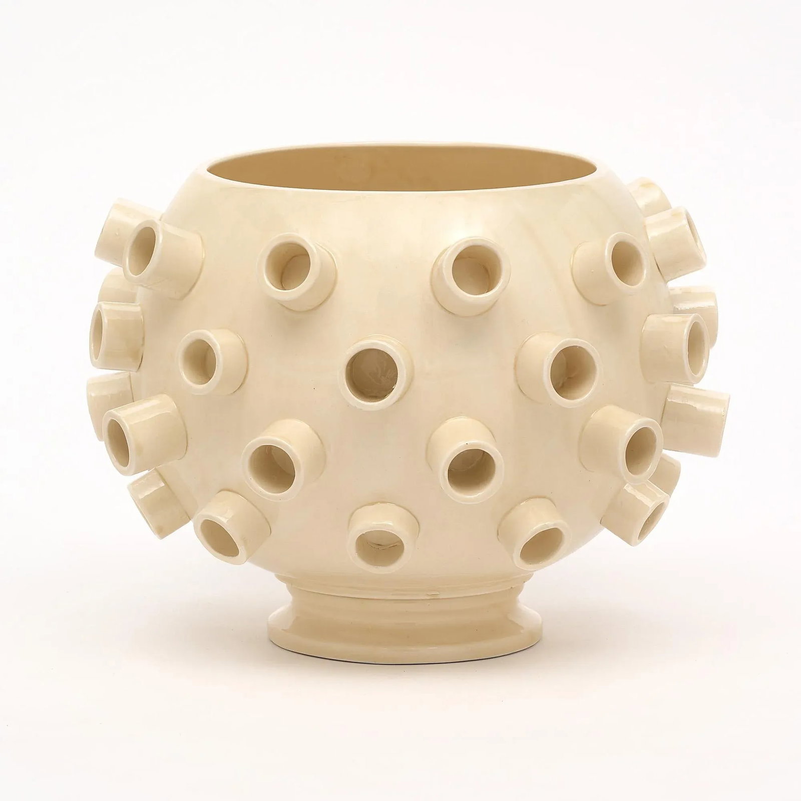 Italian Ivory Ceramic Pair of Vases - 4