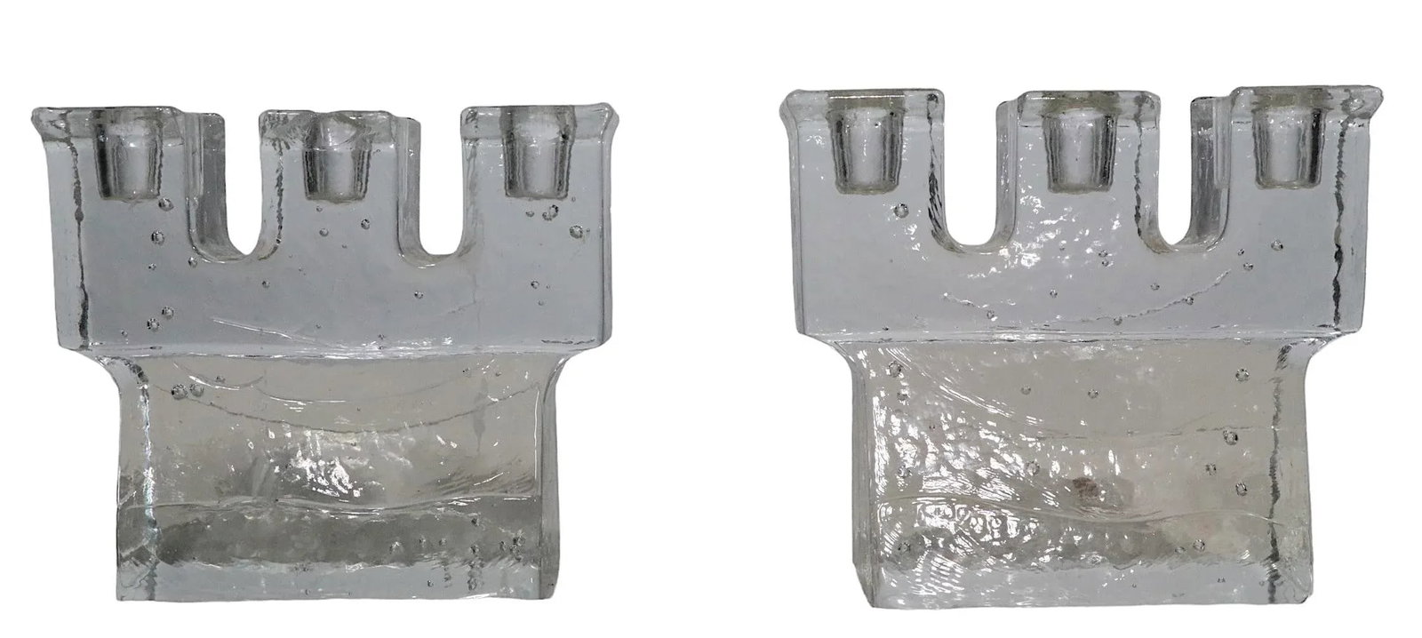 Pr. Three Light Glass Candlesticks by Sarpaneva for Iittala C. 1970's - 12