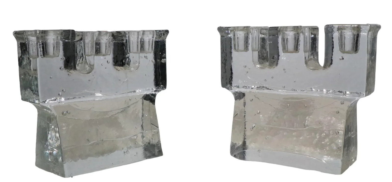 Pr. Three Light Glass Candlesticks by Sarpaneva for Iittala C. 1970's - 4